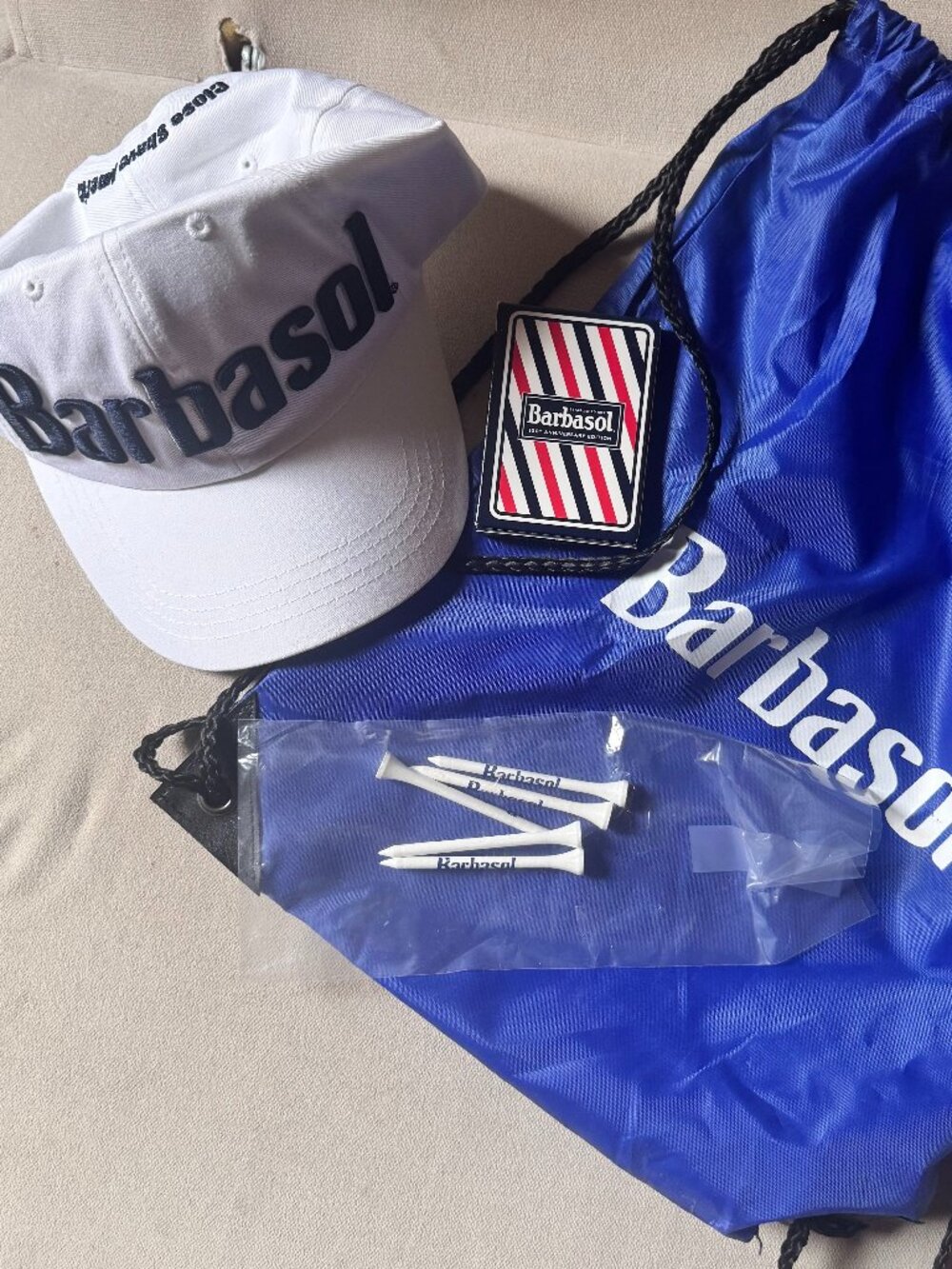 Barbasol Branded Hat, String Backpack, Playing Cards + Golf Tees - Father's Day!